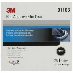 3M 1103 6 In. P1200 Red Abrasive Stikit Disc (25-Pack)