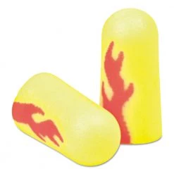 3M 312-1252 E A Rsoft Blasts Uncorded Foam Earplugs - Yellow Neon/Red Flame (200-Pair)