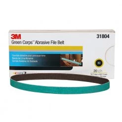 3M 31804 Green Corps Abrasive File Belt 1/2 In. X 18 In. 80 (20-Pack)