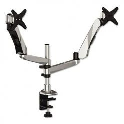 3M MA265S 360 Deg Rotation, Plus90/-15 Deg Tilt, 360 Deg Pan Easy-Adjust Desk Dual Arm Mount For 27 In. Monitors - Silver