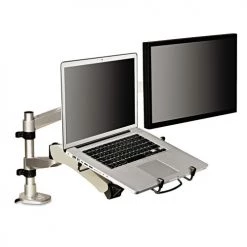 3M MA265S 360 Deg Rotation, Plus90/-15 Deg Tilt, 360 Deg Pan Easy-Adjust Desk Dual Arm Mount For 27 In. Monitors - Silver -Cheap 3M Store thmnma265s b