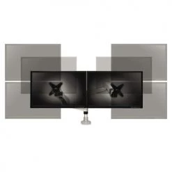 3M MA265S 360 Deg Rotation, Plus90/-15 Deg Tilt, 360 Deg Pan Easy-Adjust Desk Dual Arm Mount For 27 In. Monitors - Silver -Cheap 3M Store thmnma265s c