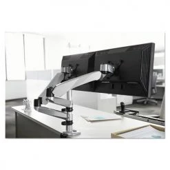 3M MA265S 360 Deg Rotation, Plus90/-15 Deg Tilt, 360 Deg Pan Easy-Adjust Desk Dual Arm Mount For 27 In. Monitors - Silver -Cheap 3M Store thmnma265s i