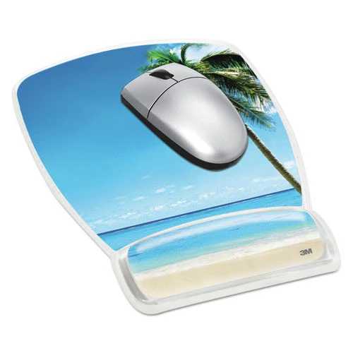 3M MW308BH 6 4/5 In. X 8 3/5 In. X 3/4 In. Beach Design Clear Gel Mouse Pad Wrist Rest 2 3M MW308BH 6 4/5 In. X 8 3/5 In. X 3/4 In. Beach Design Clear Gel Mouse Pad Wrist Rest - Image 2