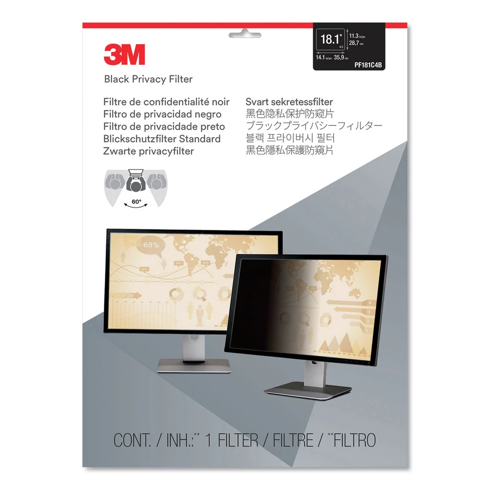 3M PF181C4B 5:4 Aspect Ratio Frameless Blackout Privacy Filters For 18.1 In. Monitors 1 3M PF181C4B 5:4 Aspect Ratio Frameless Blackout Privacy Filters For 18.1 In. Monitors