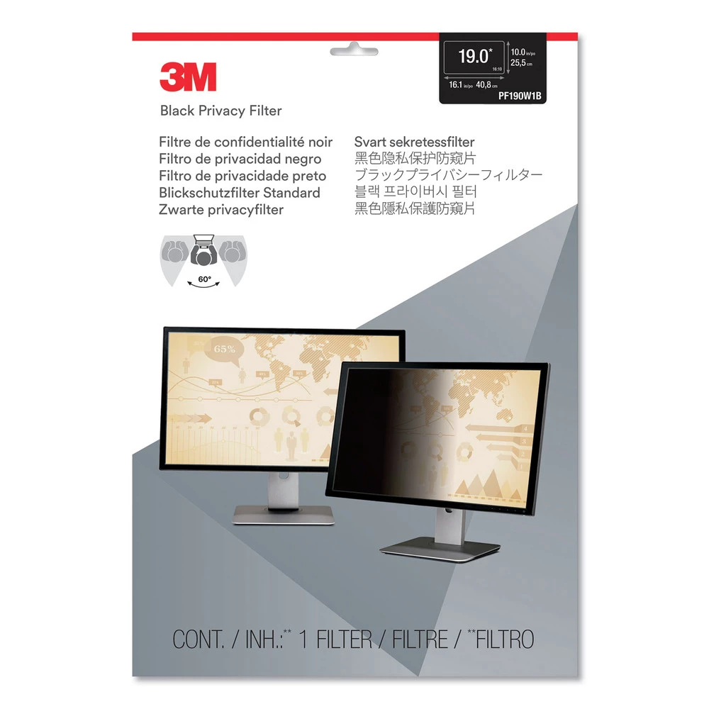 3M PF190W1B 16:10 Aspect Ratio Frameless Blackout Privacy Mirrors For 19 In. Monitors 1 3M PF190W1B 16:10 Aspect Ratio Frameless Blackout Privacy Mirrors For 19 In. Monitors